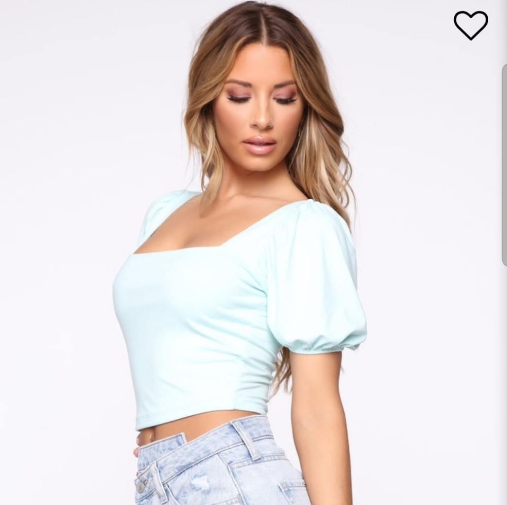 Fashionova mint Balloon Sleeve top